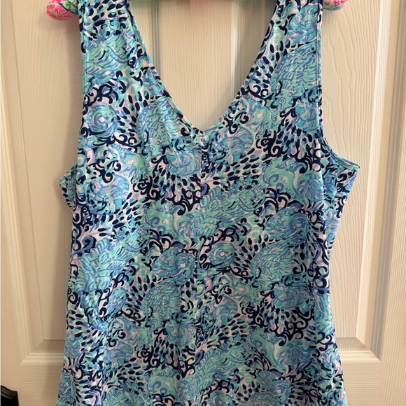 Lilly Pulitzer Blue and Teal Patterned Tank Top XL - Picture 4 of 4